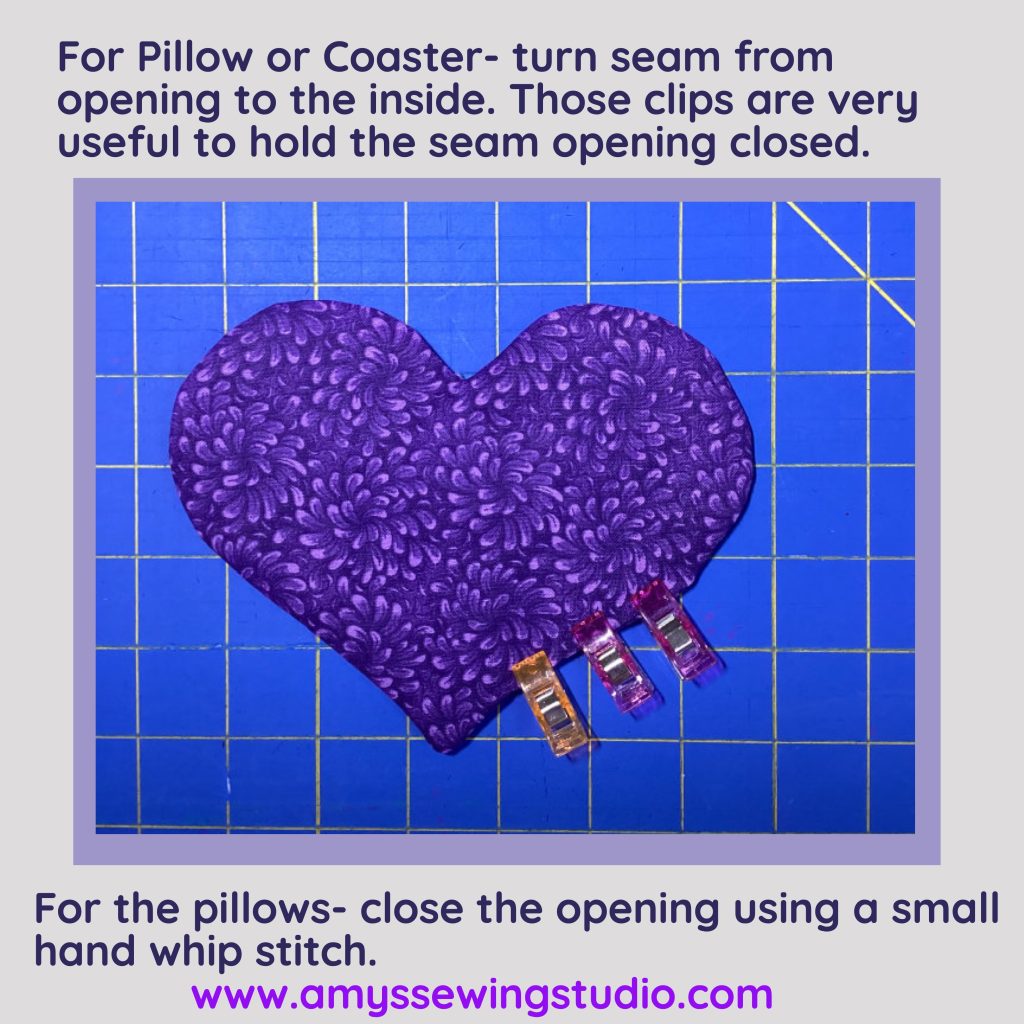 Stuffed fabric heart-Amys Sewing Studio