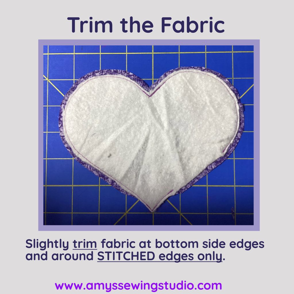 Trim heart shape fabric seams- Amys Sewing Studio